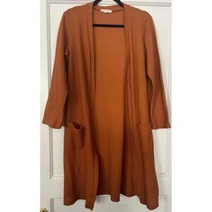 Another Reason Rust Waffle Knit Longline Cardigan – Women’s Size M